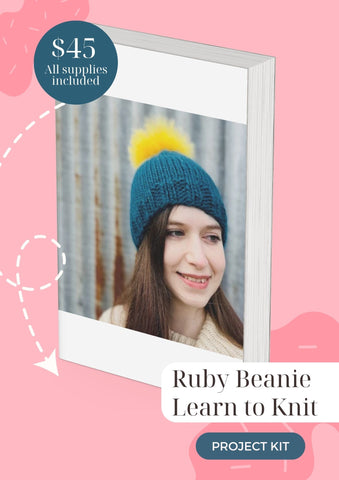 Learn to Knit Kit | Ruby Beanie in the Round