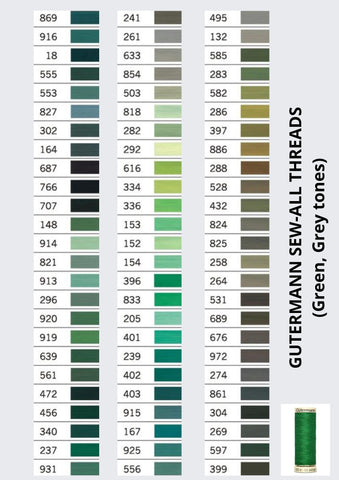 Gutermann Sew-all Polyester Thread 100m (Green, Grey tones)